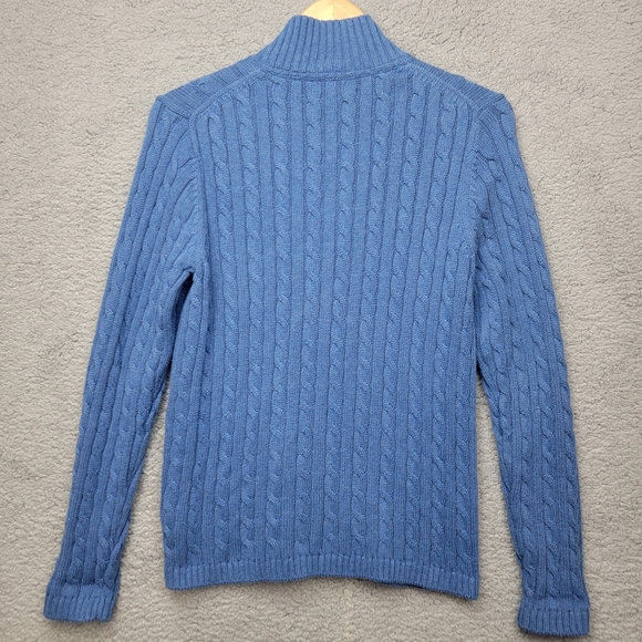 🍁L.L. Bean Preppy Fall/Autumn French Blue Cable Knit Cardigan - Picture 4 of 11